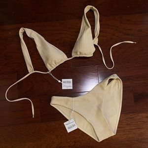 Monday Swimwear Cream Textured Triangle Bikini Set